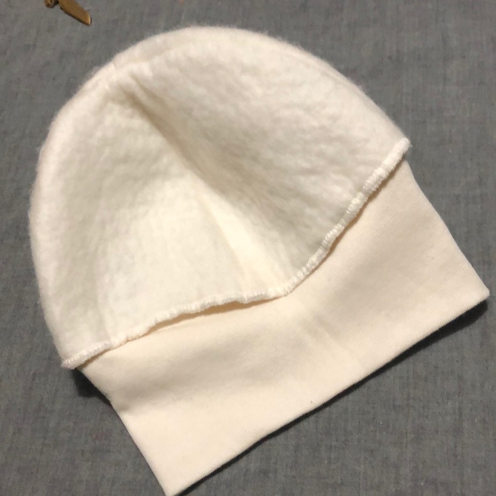 Handmade wool cream toddler hat from new Zealand